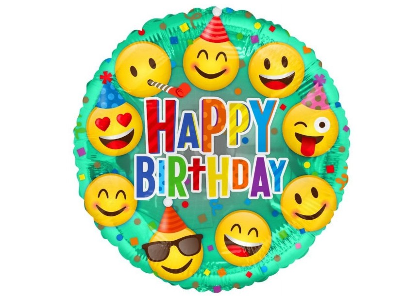 Balloon in a box happy birthday Smily - gevuld met helium