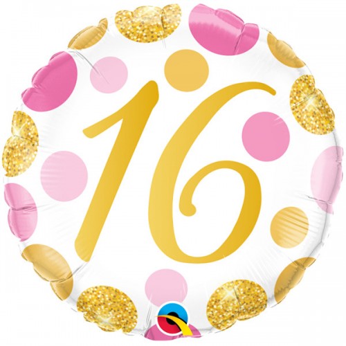 Number 16 - Pink Gold Dots
