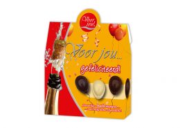 Voor jou … Gefeliciteerd! met 100 gram chocolade feestvlaggetjes